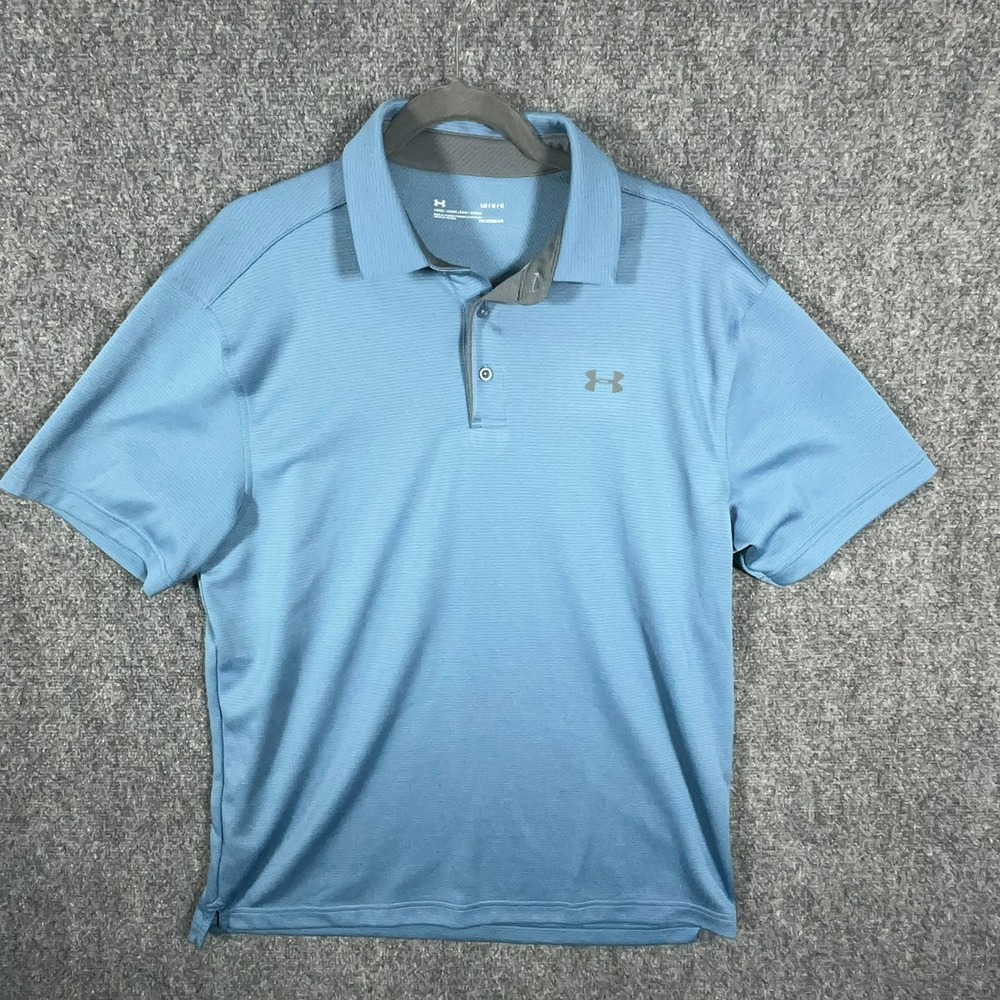Under Armour Mens HeatGear Polo Shirt Blue Loose Fit Short Sleeve Large L G G - Picture 2 of 11